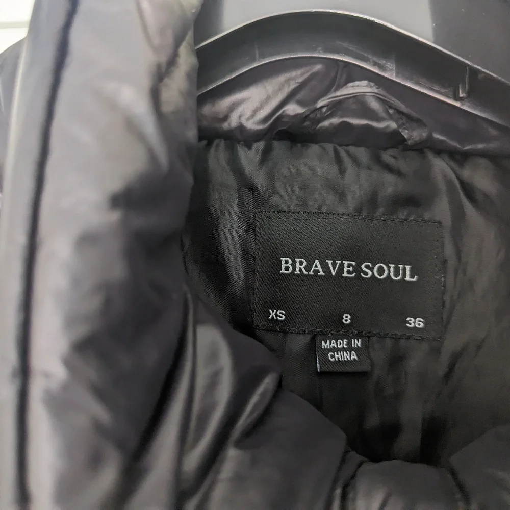 Brave soul black puffer coat size S 8 - Picture 3 of 7